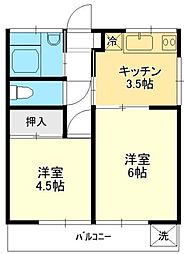 大山ハイツ 2Kの間取図画像