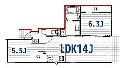 アルタス北国分 2LDKの間取図画像
