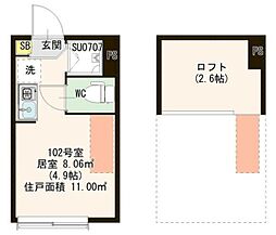 Ｌｅｉ ｍａｉｌｅ ｅｌｕａ 1階ワンルームの間取り