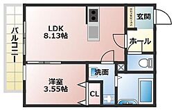 THENOBLES俗明院 1LDKの間取図画像