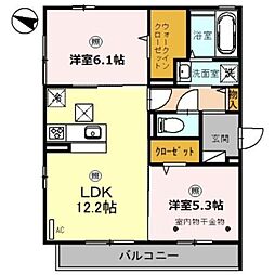 ホワイトハイツ2 2LDKの間取図画像