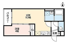 リベルテ大日 1LDKの間取図画像