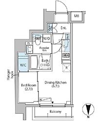 中野新橋レジデンス 1階1DKの間取り