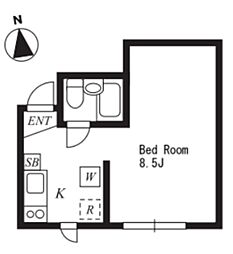 クレアトール中目黒 ワンルームの間取図画像