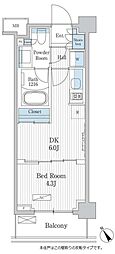 パークアクシス門前仲町テラス 1DKの間取図画像
