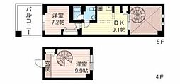 レジデンスシャルマン月島 2DKの間取図画像