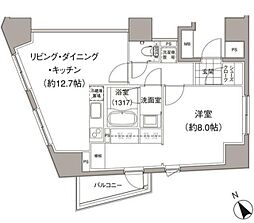 パークハビオ元麻布 1LDKの間取図画像