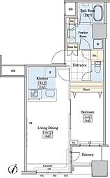 レジディアタワー上池袋タワーサイド 1LDKの間取図画像