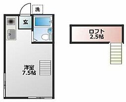 ピュアハウス三咲B ワンルームの間取図画像