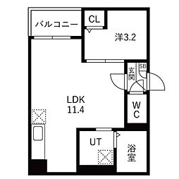 狭山市鵜ノ木アパート 1LDKの間取図画像