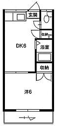 コーポサンリバー 1DKの間取図画像