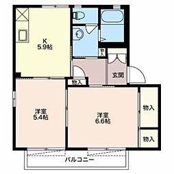 ディアス西沢田B 2Kの間取図画像