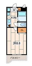 アネックス弐番館 1Kの間取図画像