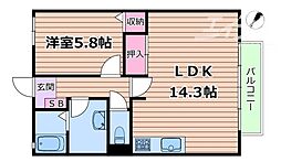 ハイツ華の元A棟 1LDKの間取図画像