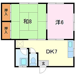 レジデンス下河原 2DKの間取図画像