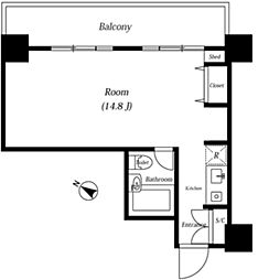 メゾン・ド・ヴィレ麻布台 10階1Kの間取り