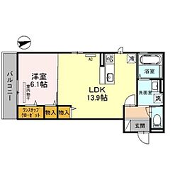 イーグル土師 1LDKの間取図画像