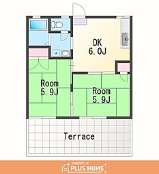 フォーブル若葉 2Kの間取図画像