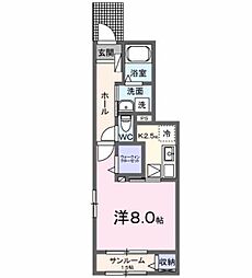 アヴニール 1Kの間取図画像