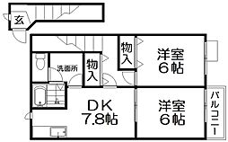 コンチェルト 2階2DKの間取り