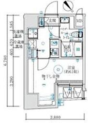 MAXIV国立矢川 1Kの間取図画像