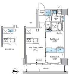 アーバネックス錦糸公園III 2LDKの間取図画像