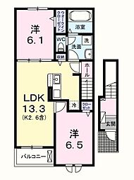 エール　ドゥ 2階2LDKの間取り