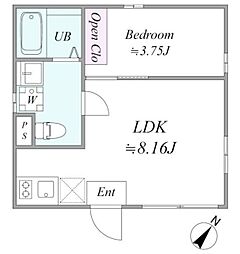 ＢＥＬ ＦＩＯＲＥ ＳＵＧＡＭＯ 1階2LDKの間取り