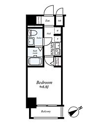 ライジングプレイス桜木町二番館 1Kの間取図画像
