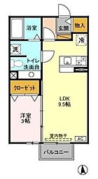 ノーベルパーク15 2階1LDKの間取り