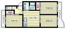 エアリーハイツ1st 3DKの間取図画像