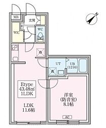 スカイラシクラス平和台 1階1LDKの間取り