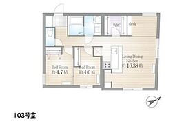 サクラスプリング月島リバーサイド 2LDKの間取図画像