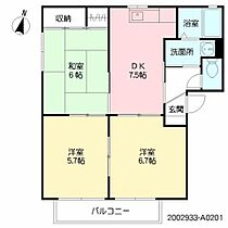 バリュージュ富の原　　Ａ棟 A0201 ｜ 長崎県大村市富の原２丁目10-1（賃貸アパート3DK・2階・54.07㎡） その2