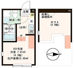 クレスト小岩 1Kの間取図画像