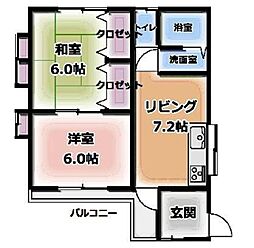 はなコーポ 2DKの間取図画像