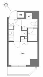 PREMIUMCUBE関内 1Kの間取図画像