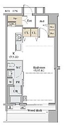 シャレール広尾 1号棟 1階ワンルームの間取り