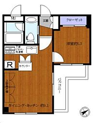 ガーデンクオーレ恵比寿 1LDKの間取図画像