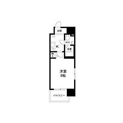 エコロジー鶴舞レジデンス 1Kの間取図画像