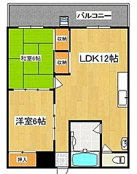 大産西新ビル 2LDKの間取図画像