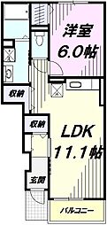 ベルジュネス1 1LDKの間取図画像