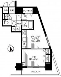 銀座レジデンス伍番館 13階1LDKの間取り