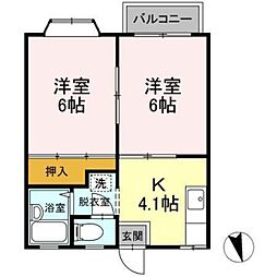 滝本ハイツ 2Kの間取図画像