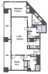レグノ・セレーノ 19階2SLDKの間取り