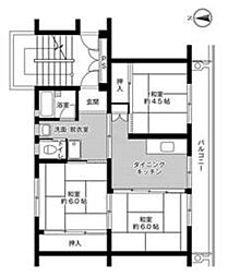 ビレッジハウス所沢2号棟 3DKの間取図画像