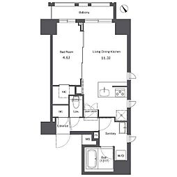 コンフォリア台東根岸 10階1LDKの間取り