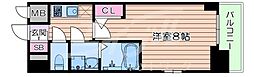 エスリード大阪グランフォート 1Kの間取図画像