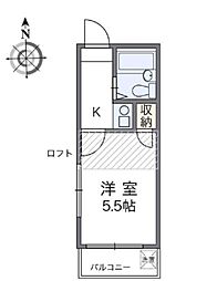 JR中央線 高円寺駅 徒歩9分の賃貸アパート 2階1Kの間取り