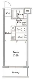 グレイスコート武蔵小杉 1Kの間取図画像